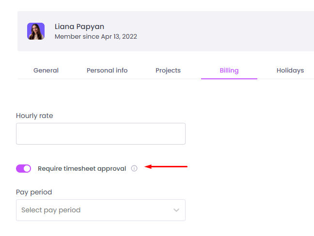 Timesheet Approval Member Settings on WebWork