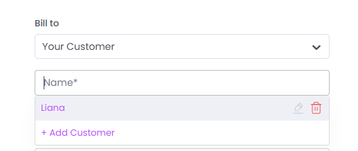 Add Customer in Invoice