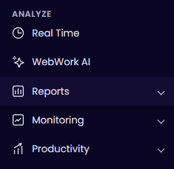 WebWork sidebar Analyze section