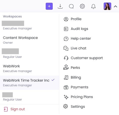 Top Bar Settings in WebWork