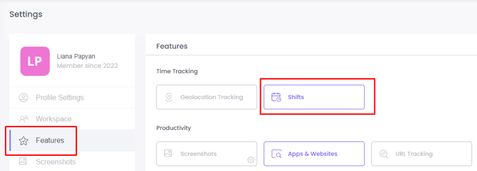 How to enable Shifts on WebWork