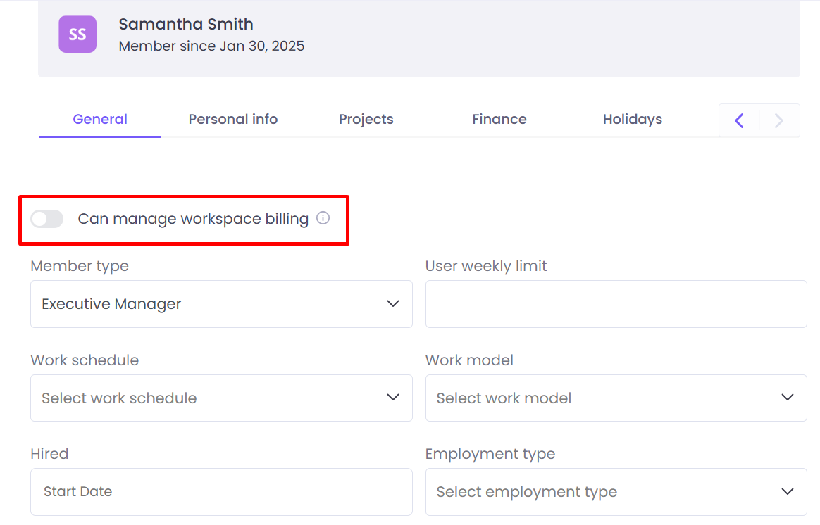 permission to manage workspace billing on WebWork