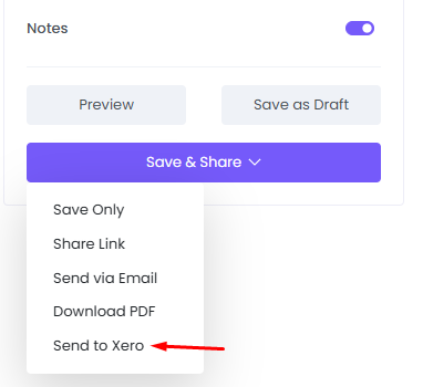 send invoice to Xero on WebWork