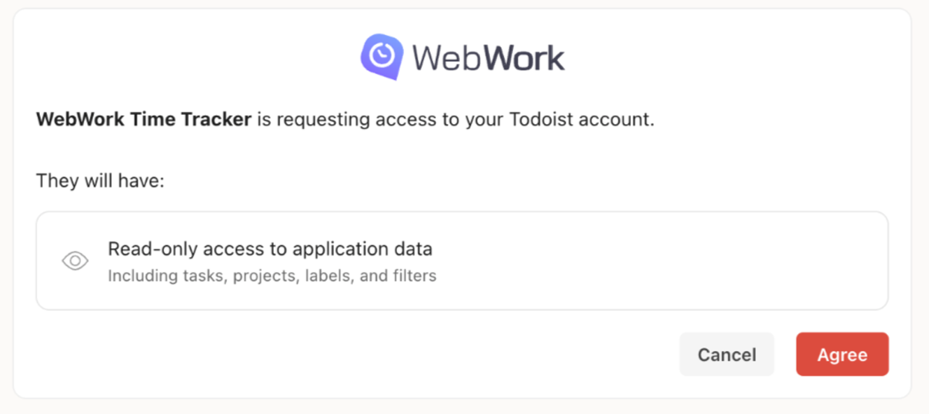 WebWork access to Todoist account.