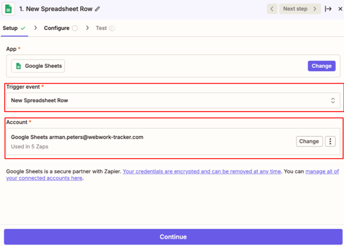 Zapier Google Sheets Zap Creating 