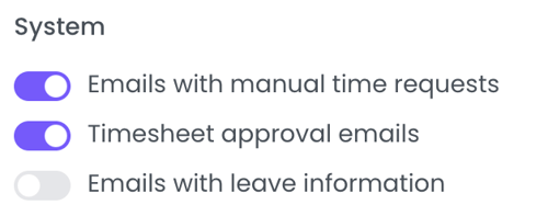 System Emails Settings 