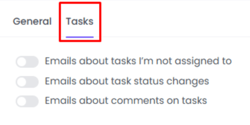 Tasks Emails Settings 