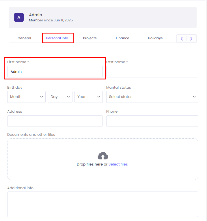 Members Information in WebWork