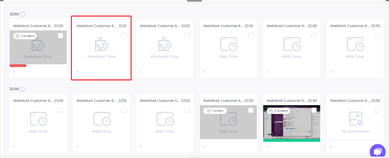 WebWork Screenshot monitoring Interface