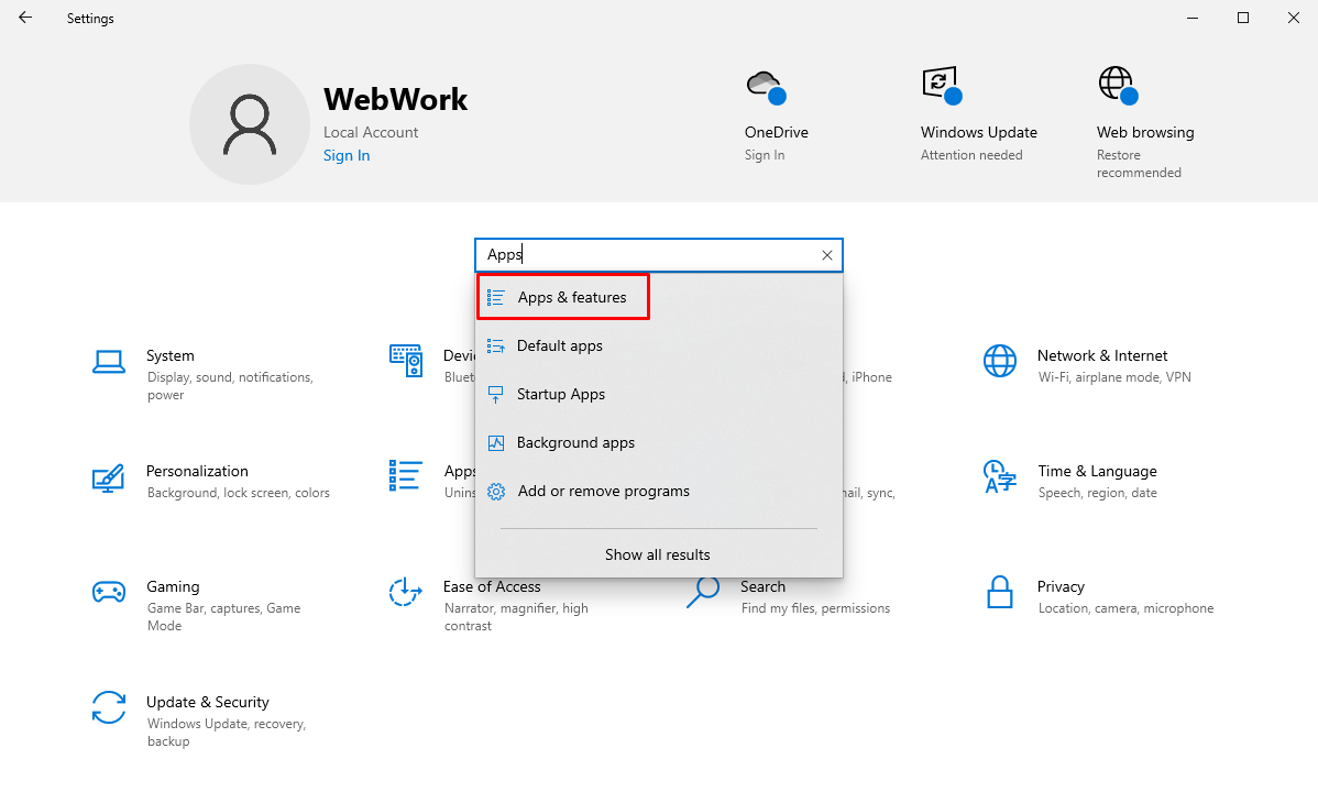 Windows Settings 