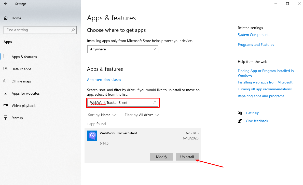 WebWork Silent Tracker Uninstallation Instruction for Windows 