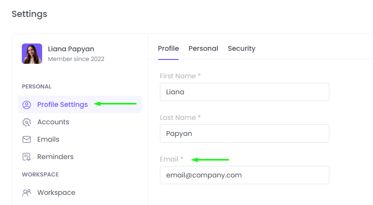 change account email address in WebWork