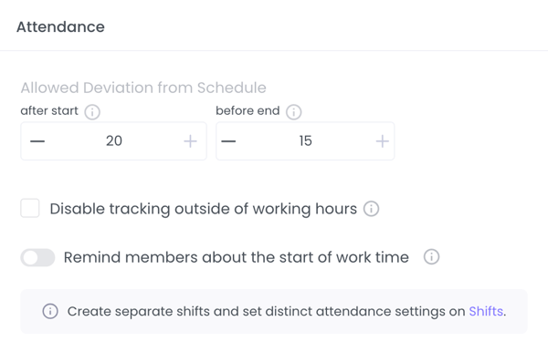 WebWork Time Tracker Attendance Settings Plus Plan