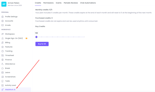 WebWork Time Tracker WebWork AI Settings