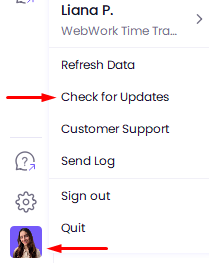 check for updates of WebWork Desktop App