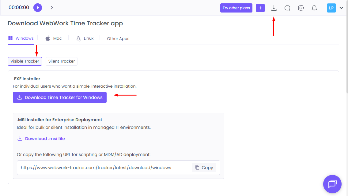 download and install visible WebWork Time Tracker